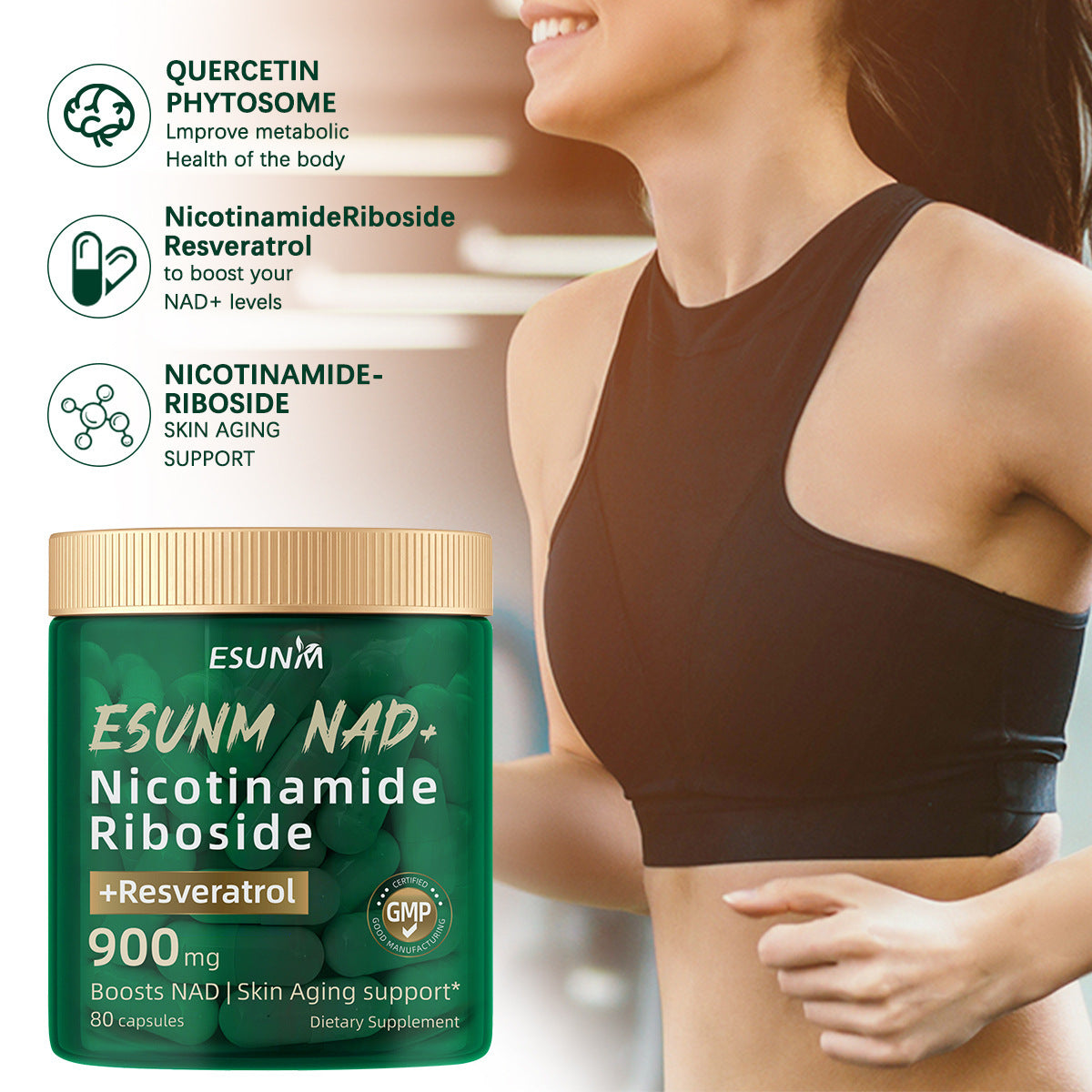 NAD+ Complex 900mg – Nicotinamide Riboside & Resveratrol | Anti-Aging, Energy & Focus